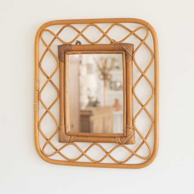 1960s 1960s Italian Rattan Mirror For Sale - Image 5 of 9