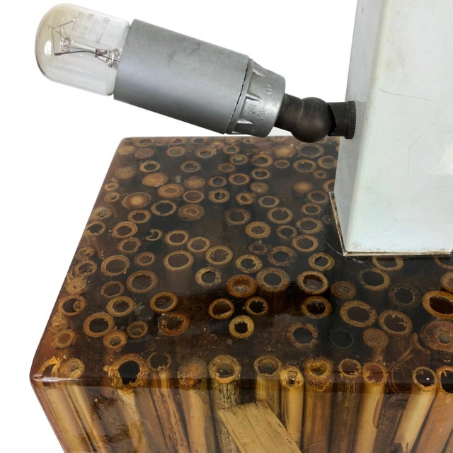 Bamboo Resin Table Lamp by Riccardo Marzi, Italy, 1970s For Sale - Image 8 of 11