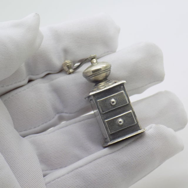 Vintage Italian Silver 800 Coffee Grinder Figurine by Raspini, Arezzo, 1970s For Sale - Image 9 of 13