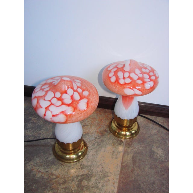 Gold Vintage Mushrooms Table Lamps, 1980s, Set of 2 For Sale - Image 8 of 10