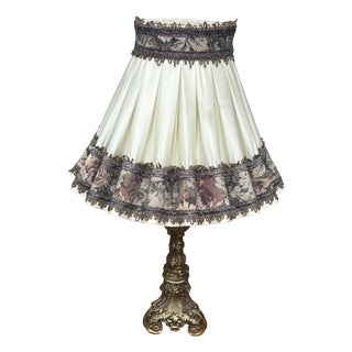 Empire Brass Table Lamp with Fabric Shade, 1960s For Sale
