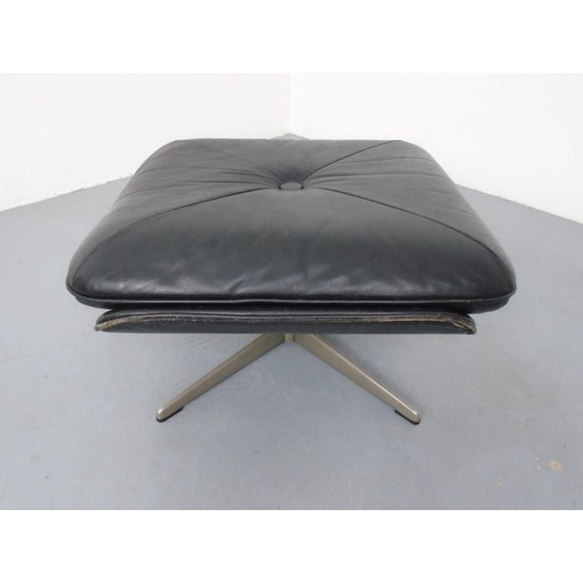 Black Leather Ottoman, Germany, 1960s For Sale - Image 13 of 13