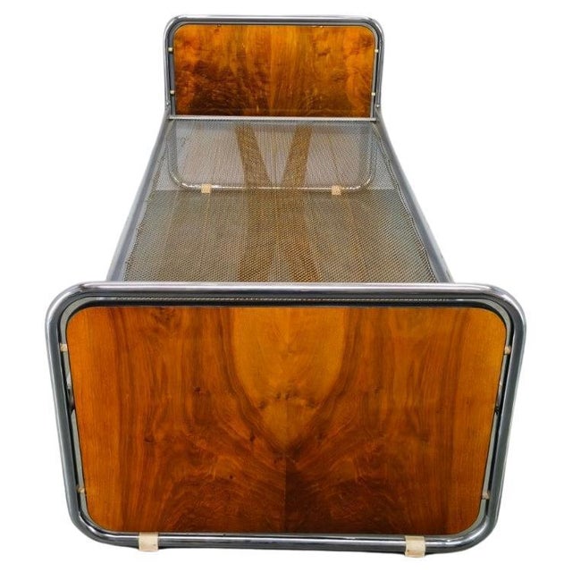 Bauhaus Tubular Steel Bed with Walnut Veneer Panels, 1930s For Sale - Image 18 of 18