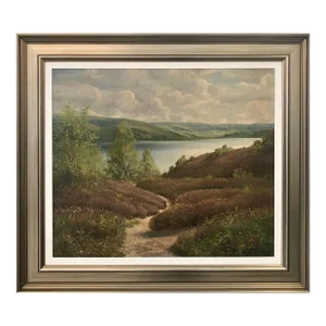 Jens Christian Bennedsen Original Painting of Sweden Norway Fjord Landscape by Danish Landscape Artist 1940s