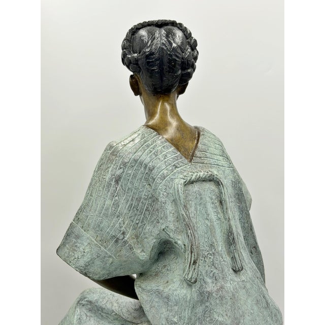 Víctor Gutiérrez Monumental Mexican Bronze Seated Woman Sculpture, 1989 For Sale - Image 12 of 18