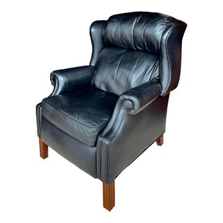 Bradington Young Black Leather Chippendale Recliner For Sale