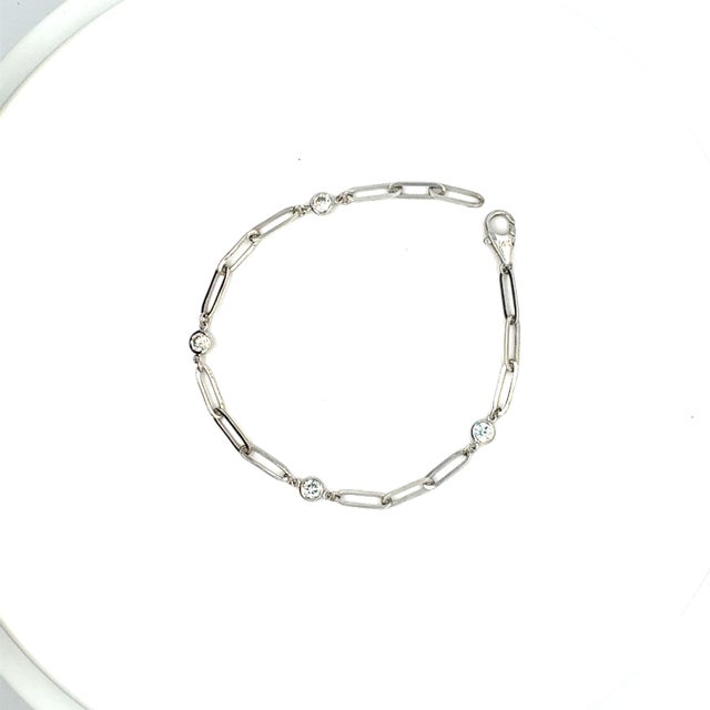 Paperclip 0.62 Carat Diamond Bracelet in 14k White Gold For Sale - Image 4 of 4