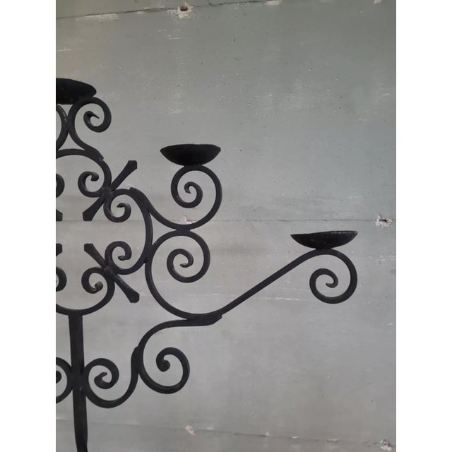 Floor Candlestick in Wrought Iron For Sale - Image 9 of 14