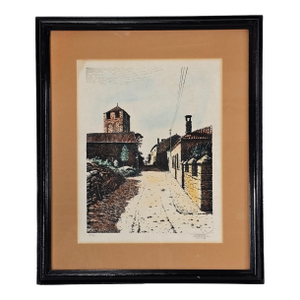 Italian Black and White Portrait Print, Framed and Signed Cortina, 1990s
