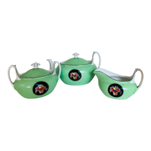 Art Deco Green F & W Tea Service, Set/3
