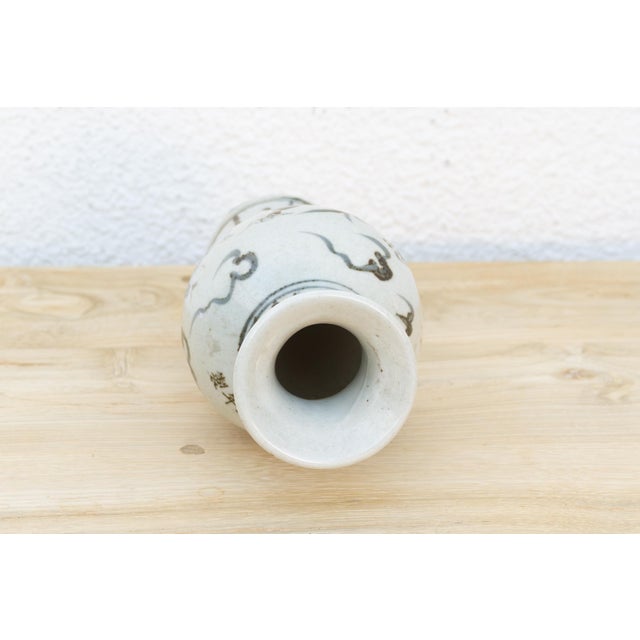 1960s Vietnamese Black & White Birds in Flight Vase For Sale - Image 5 of 6