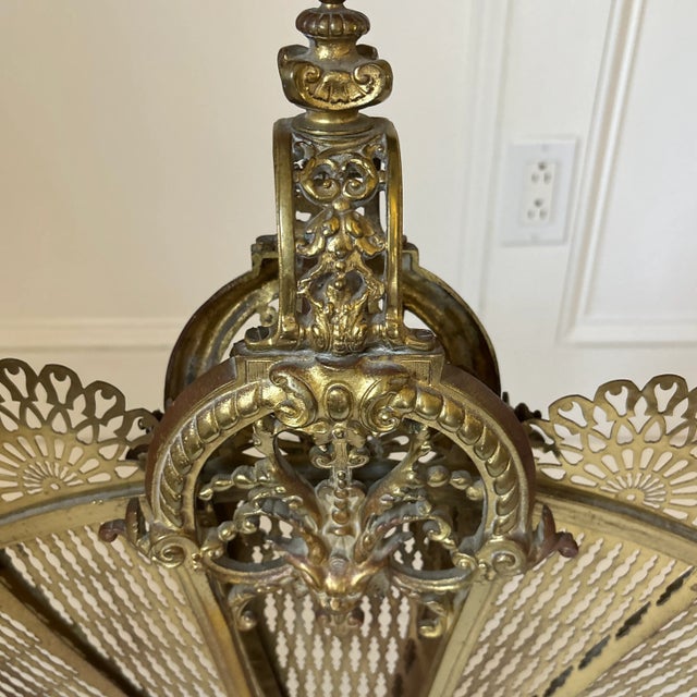 Late 19th Century Late 19th Century Brass Fan Fire Screen From England For Sale - Image 5 of 6