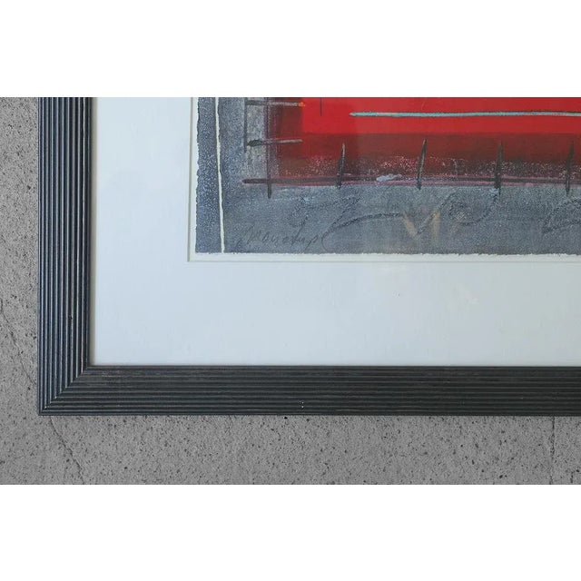 1970s Black and Red Composition, Color Lithograph, 1970s, Framed For Sale - Image 5 of 6