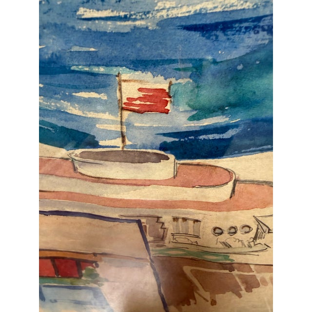 Franke San Francisco Aquatic Cove Park Watercolor Artwork, Signed Circa 1979 For Sale - Image 10 of 12