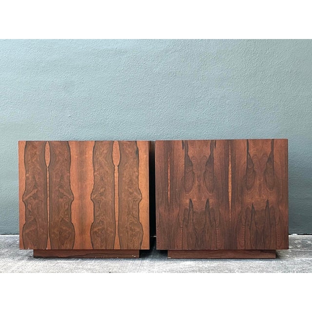 Brown Vintage MCM Cube Side Tables - Set of 2 For Sale - Image 8 of 12