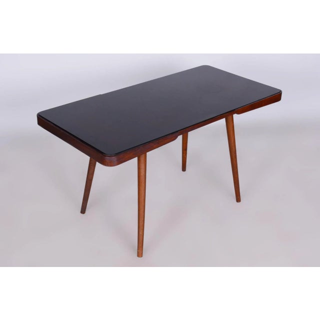 Mid-Century Modern Mid-Century Beech Coffee Table in Opaxit Glass, Interier Praha, Czechia, 1960s For Sale - Image 3 of 6