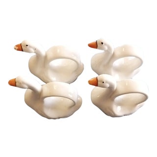 1980s Swan/Goose Wide Napkin Rings - Set of 4 For Sale