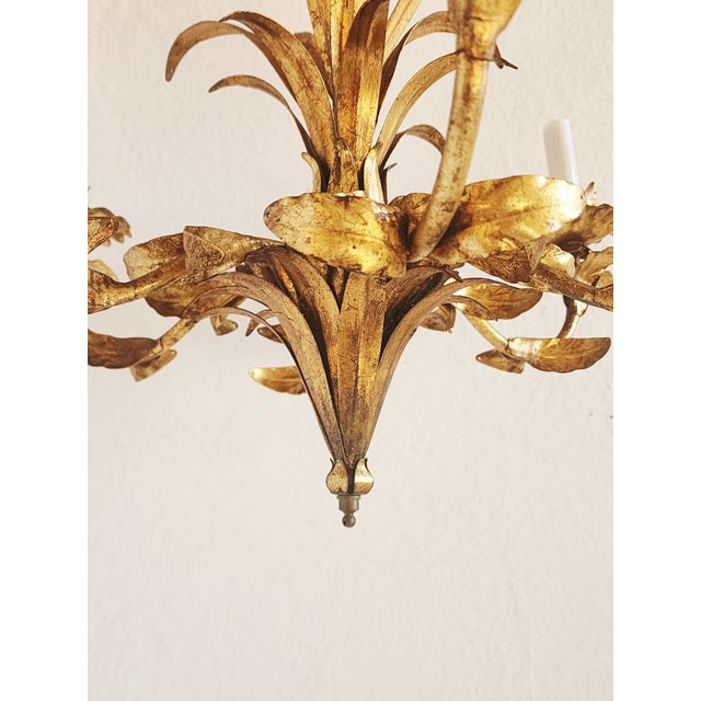 Metal Mid 20th Century Hollywood Regency Style Gilt Metal Chandelier For Sale - Image 7 of 12