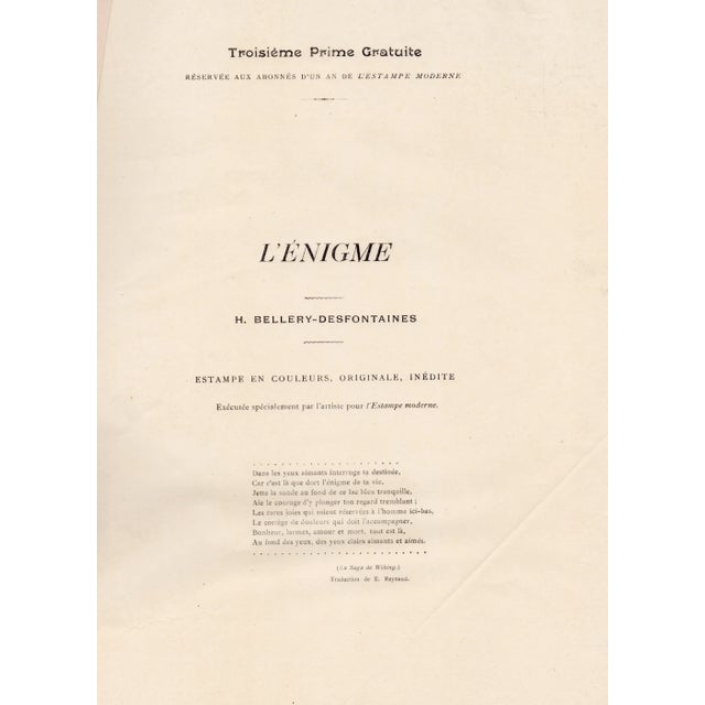 Henri Bellery-Desfontaines, L'Énigme (The Enigma), 1898, Original Lithograph For Sale - Image 7 of 9