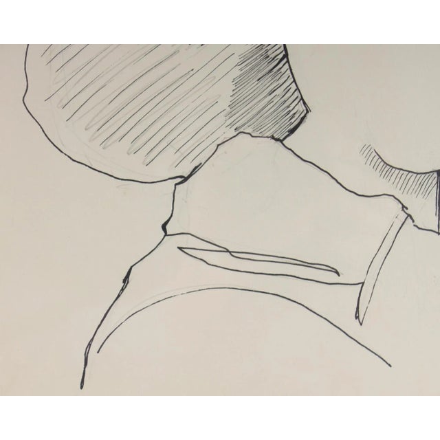 Black 1970 Ink and Pencil Drawing of a Woman by Harry Hilson For Sale - Image 8 of 8