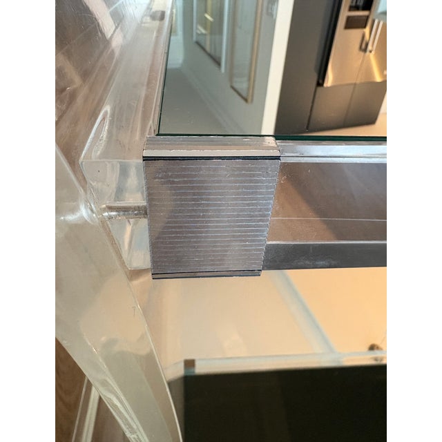 Glass Mid Century Modern Lucite Bar Cart on Casters For Sale - Image 7 of 15