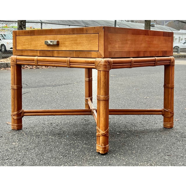 Hollywood Regency Henredon Circa East Bamboo Side Table For Sale - Image 3 of 9
