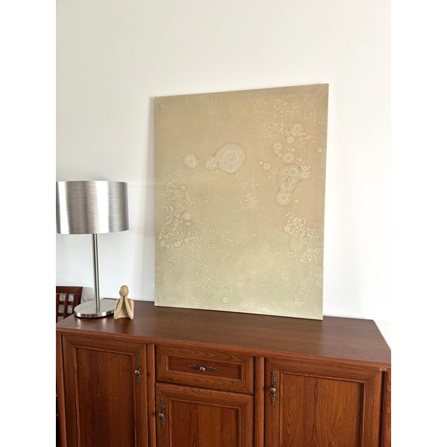 Abstract Large Abstract Beige Painting, Neutral Wall Art Ready to Hang (Stretched) For Sale - Image 3 of 6