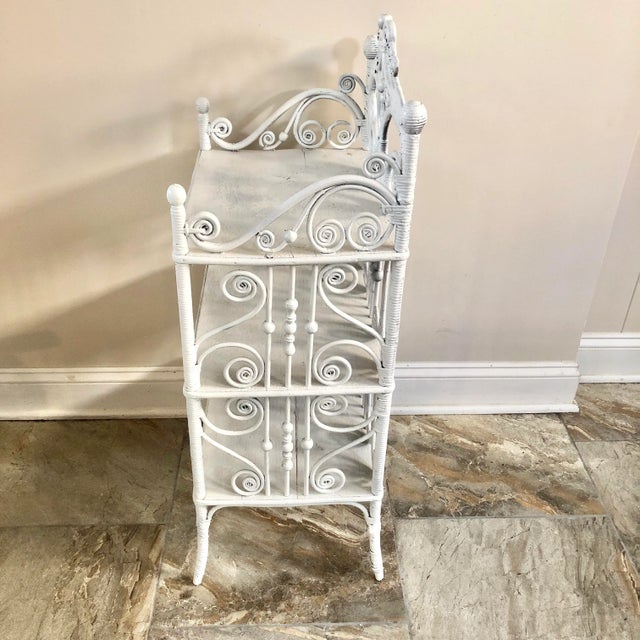 Antique White Curly Wicker Stick and Ball Shelf For Sale In Buffalo - Image 6 of 7