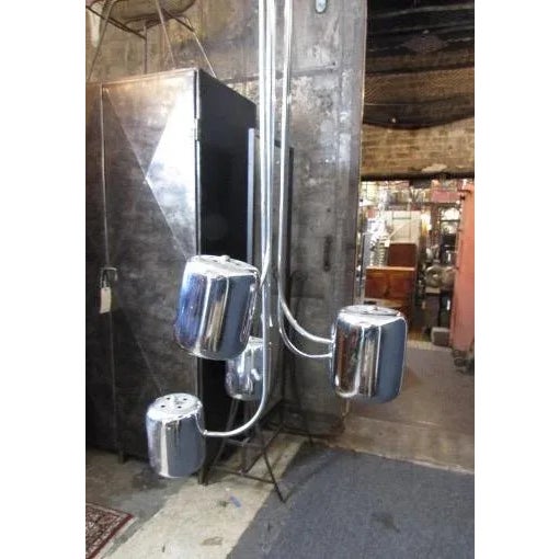 Mid 20th Century Mid-Century Hanging Chrome Metal Lamp For Sale - Image 5 of 9
