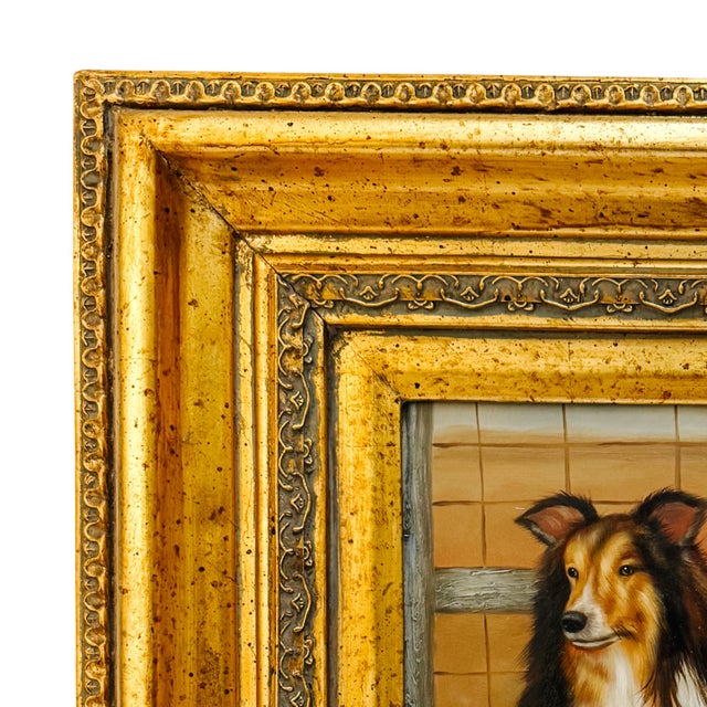 Mid-Century Framed Oil on Board Portrait of a Rough Collie For Sale In San Diego - Image 6 of 7