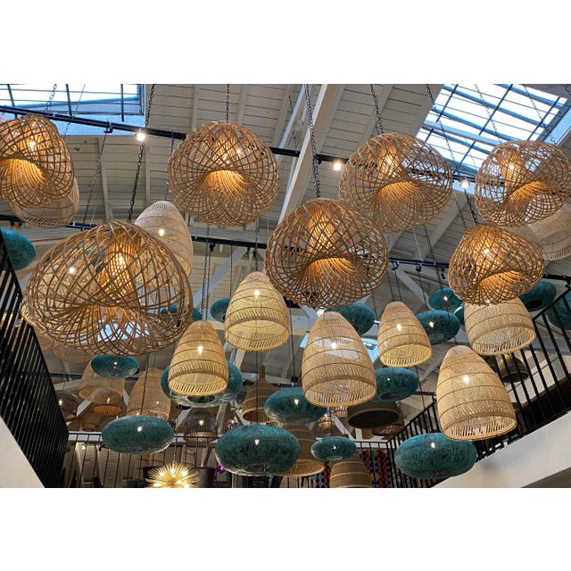 Contemporary Rattan Java Drop Pendant Light Small For Sale - Image 9 of 12