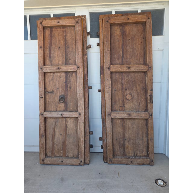 Rustic Antique Doors With Hand Forged Iron Elements For Sale - Image 13 of 17