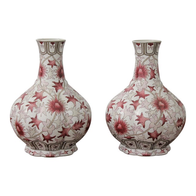 Pair Chinese Porcelain Decorated Wine Vases For Sale
