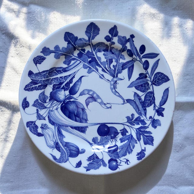 19th Century French Ironstone Plates with Vegetable Garden Decoration, 1930s, Set of 6 For Sale - Image 12 of 14