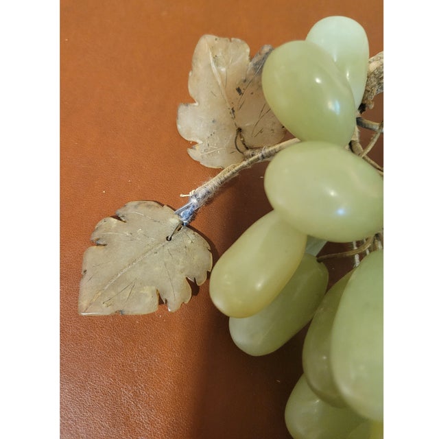 Mid-Century Modern Vintage MCM Stone Green Grape Cluster & Leaves For Sale - Image 3 of 3