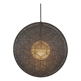Hush by Oggetti Galvanized Iron Pendant Light, Grey, Large For Sale