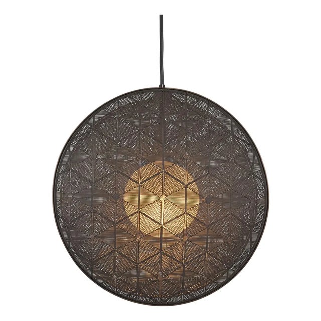Hush by Oggetti Galvanized Iron Pendant Light, Grey, Large For Sale