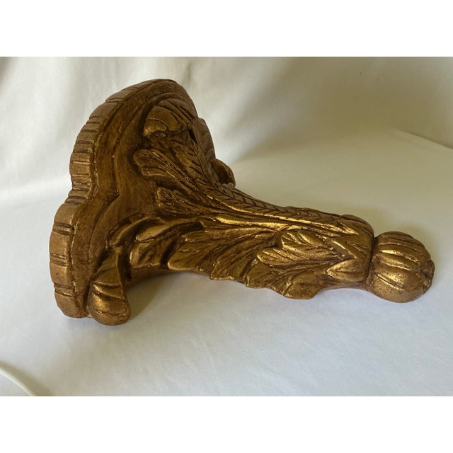Sculpture Materials Vintage Mid Century Neoclassical Gold Gilt Wall Bracket, Made in Mexico For Sale - Image 7 of 13