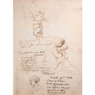 Unknown, Mother and Child Drawing, 1980s, Ink on Paper For Sale