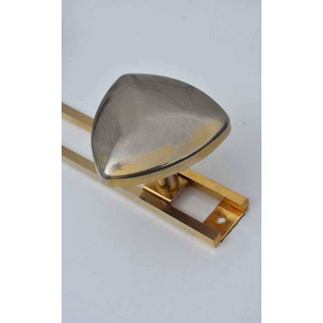 Metal Art Deco Shield-Shaped Coat Hooks in Gilt and Silver Metal, 1940s For Sale - Image 7 of 12