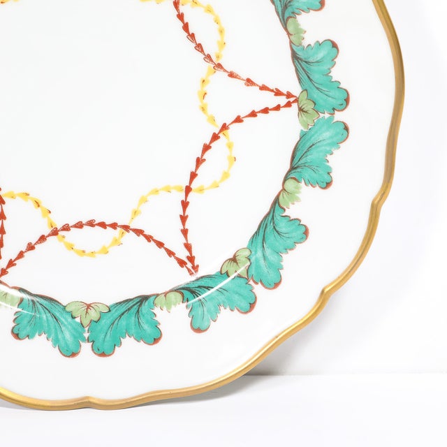Set of 16 Turquoise & 24k Gilt Border Porcelain Dinner Plates by Hutschenreuther For Sale - Image 16 of 16