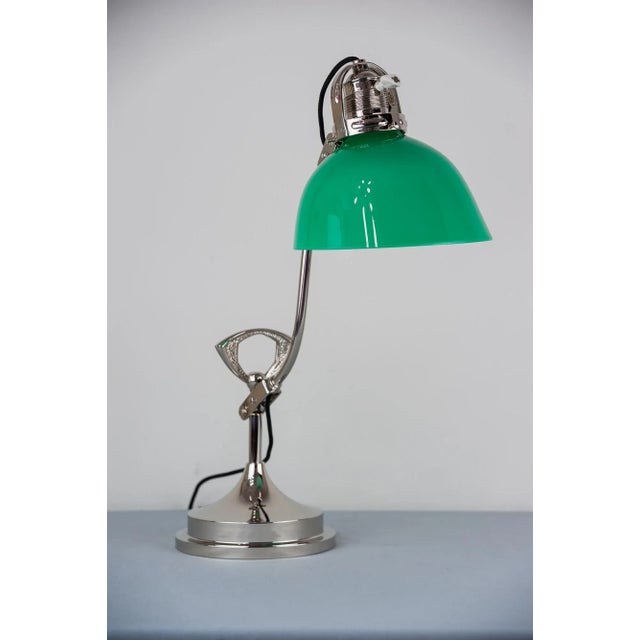 Green Art Deco Swivel Nickel & Glass Table Lamp, 1920s For Sale - Image 8 of 18