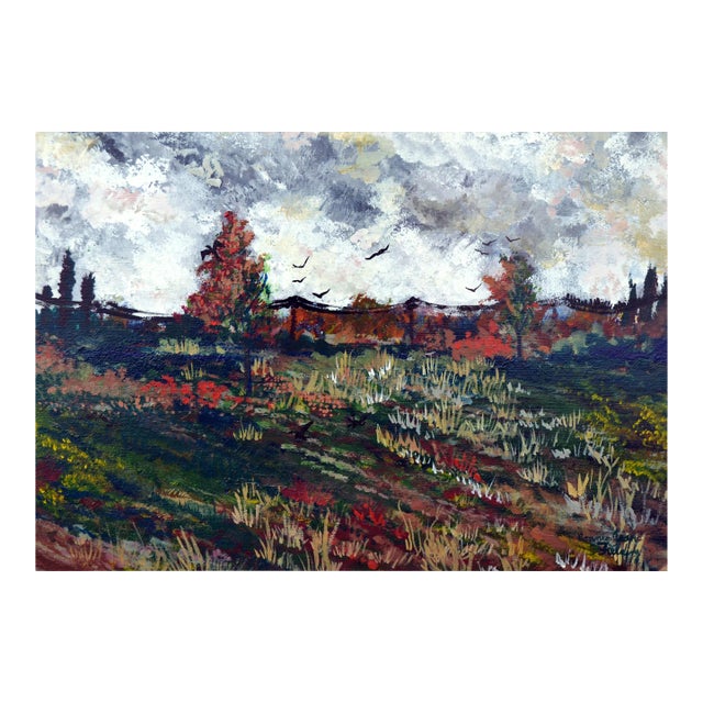 Vintage Landscape -- Blooming Wildflower Field by Connie Jean Fielding For Sale