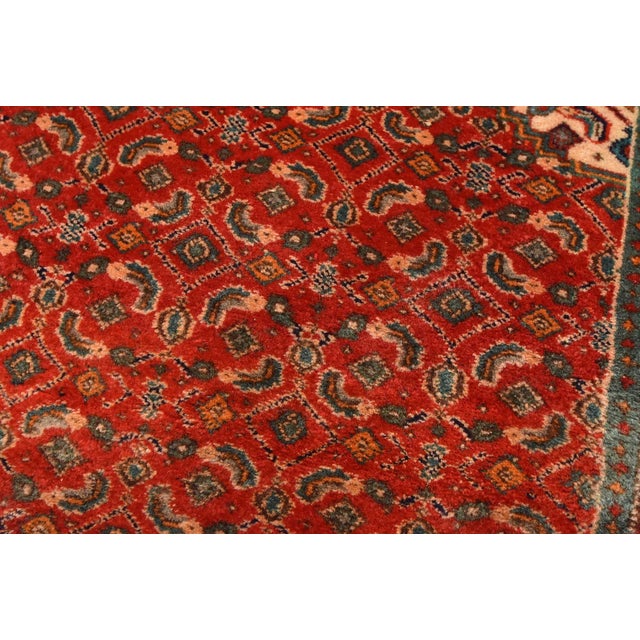 Red Bidjar Rug 5’1” X 9’7” Red Wool Semi-Antique Tribal Hand-Knotted Carpet For Sale - Image 8 of 14