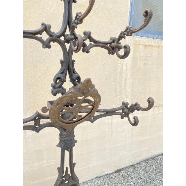 Late 19th Century Antique Victorian 19th Century Cast Iron Rococo Hall Tree Coat /Umbrella Stand For Sale - Image 5 of 11