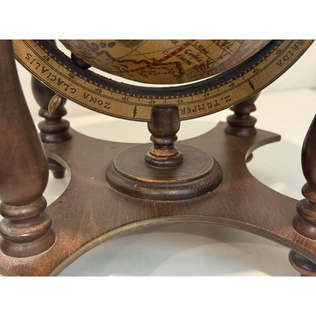 Wood Vintage Made in Italy Old World Wooden Desk Globe W/ Stand Astrology Design 11”t For Sale - Image 7 of 12