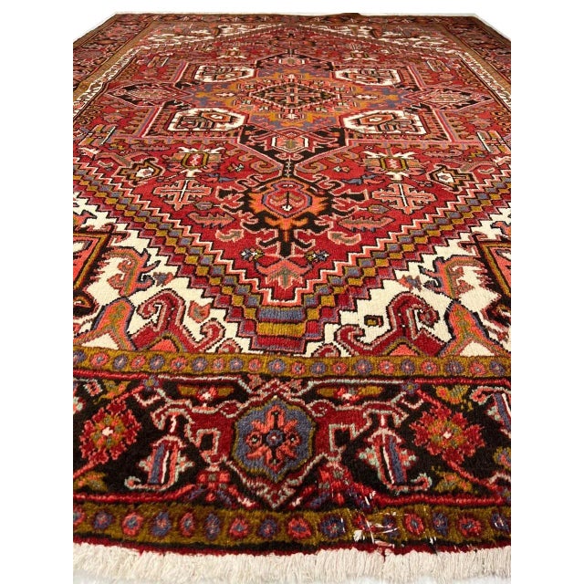 Ruby Red 1950s Persian Antique Hand Knotted Heriz For Sale - Image 8 of 10