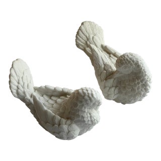 Vintage Santini Doves White Alabaster Sculptures Made in Italy (2) For Sale