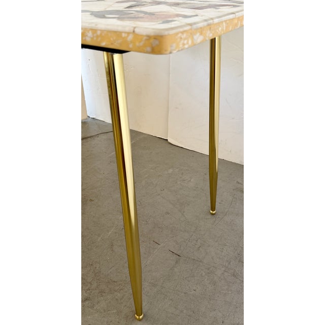 White 1960s Vintage Pietra Dura Marble/Stone Inlay Console Table/Small Table/Desk For Sale - Image 8 of 14