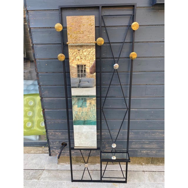 Vintage Wall-Mounted Coat Rack with Entrance Mirror, 1950s For Sale - Image 4 of 18
